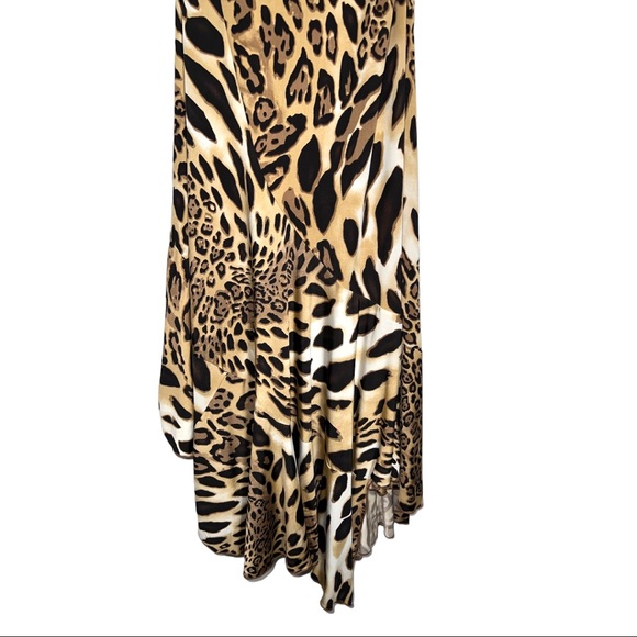 Vintage Animal Print Womens Sz Small Dress Asymmetrical Ruffle Hem Newport News - Picture 6 of 11